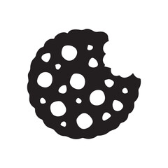 Chocolate Chip Bite Cookie Icon Vector Silhouette Sign Symbol Illustration
