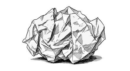 Naklejka premium Intricate Sketch of a Crumpled Paper Ball