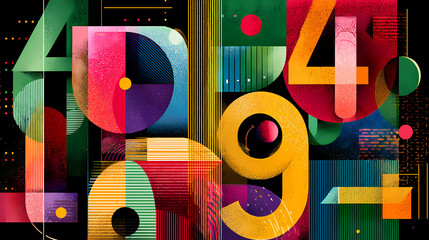 fractured iconography. | sharp edge masking | mid-century advertising | brutalist graphics | Alphabet, numbers illustration. trendy brutalist geometric font style. riso, risograph print effect. big