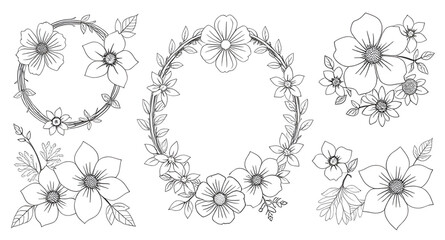 floral elements, flower elements, botanical elements, floral vector set, botanical vector set, flower vector set, floral illustration set, hand drawn floral elements, vintage floral elements, decorati