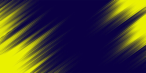 Dots halftone yellow and dark blue color pattern gradient grunge texture background. vector grunge