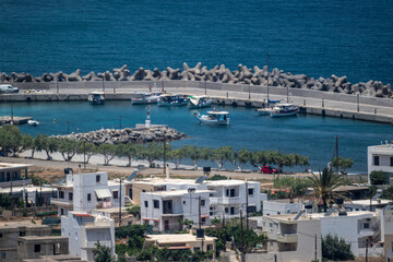 picturesque landscape with a view of the mountains and the sea on the island of Crete