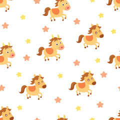 Cute horse doodle seamless pattern design for decorating all fashion designs, fabrics, wallpapers and prints.