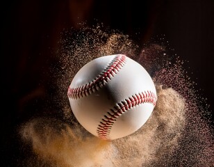 baseball erupts in a cloud of dust