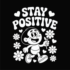 Cartoon boy cheerfully walks with a flower, surrounded by hearts and daisies, accompanied by the text 