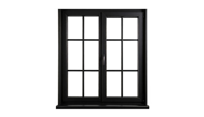 Obraz premium Black window frame with glass panes isolated on transparency background