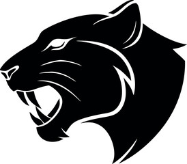 Powerful Black Panther Head Silhouette Fierce Animal Vector Illustration Tiger Head Silhouette 