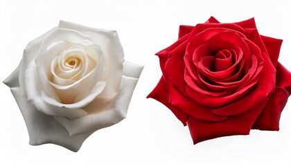 stunning red and white rose blossom isolated on a white background ai generated