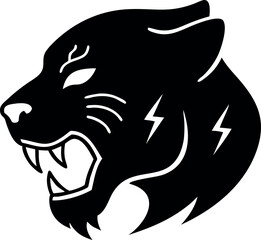 Powerful Black Panther Head Silhouette Fierce Animal Vector Illustration Tiger Head Silhouette 