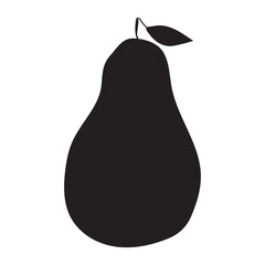 Black silhouette of pears. Vector fruit on isolated background.