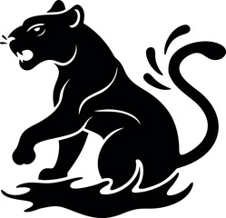 Obraz premium Powerful Black Panther Head Silhouette Fierce Animal Vector Illustration Tiger Head Silhouette 