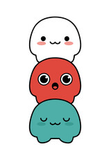 Obraz premium Stack of Cute Cartoon Faces - Expressive Kawaii Characters