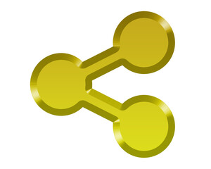 3d gold Share icon isolated on white