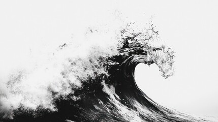 Powerful wave cresting, monochrome