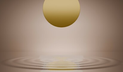 Water circle, product stand, water surface, water wave, 3D illustration