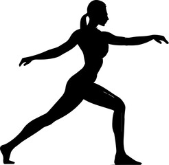 Side Lunge Silhouette Female Fitness Move Vector