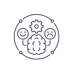 Emotional development icon in line design with brain