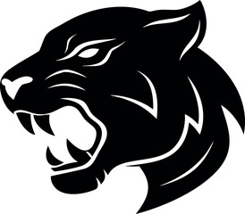 Powerful Black Panther Head Silhouette Fierce Animal Vector Illustration Tiger Head Silhouette 