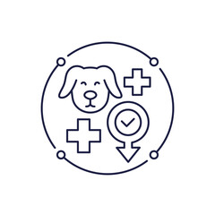 Dog neutering icon in line design