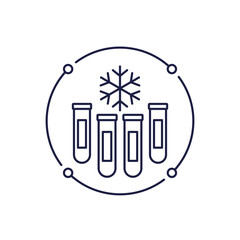 frozen lab samples icon with test tubes in line design