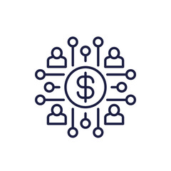 payments, money and people line icon