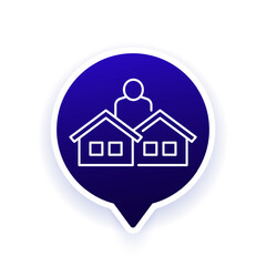 property manager icon with houses, line design