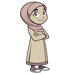 Smiling girl in hijab and traditional dress