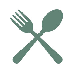 Minimalist Crossed Fork and Spoon Flat Design Vector Illustration - Dining Restaurant Graphic