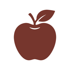 Minimalist Apple Fruit Icon Flat Design Vector Illustration - Healthy Food Graphic