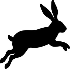 Black silhouette illustration of a cute bunny rabbit