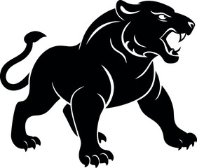 Obraz premium Powerful Black Panther Head Silhouette Fierce Animal Vector Illustration Tiger Head Silhouette 