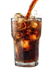 Pouring Cola into Glass – Dynamic Shot of Cola Being Poured with Bubbles on Transparent Background