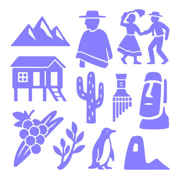 vector isolated purple color chile traditional cultural symbols