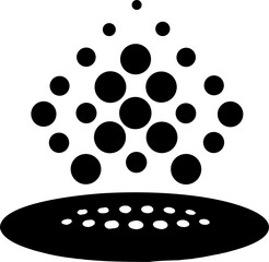 Abstract vector illustration of a seamless black and white circle pattern with a metal texture backdrop