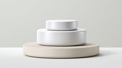 Smooth white ceramic podium with tiered design