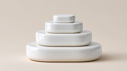 Smooth white ceramic podium with tiered design