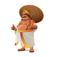 Illustration of King Mahabali, Onam, The harvest festival of Kerala, India. Onam Festival design elements