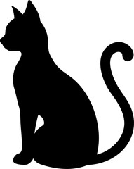 Black cat silhouette vector illustration icon, a cute animal design