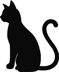 Black cat silhouette vector illustration, a cute domestic animal design
