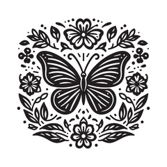 butterfly vector logo in flower garden