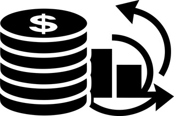 Stack Of Coins With Deposit Arrow Icon Vector Illustration