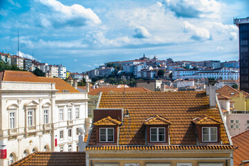 Landscape of Coimbra and its centre on a hill