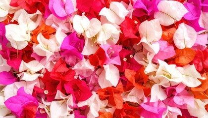 Close-up of vibrant, colorful bougainvillea flowers filling space