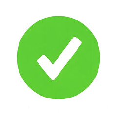 White Check Mark Icon On Green Round Circle Transparent Background PNG File. 