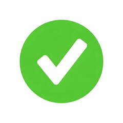 White Check Mark Icon On Green Round Circle Transparent Background PNG File. 