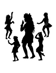 Hula girl Tahitian, Hawaiian female dancer silhouette