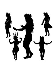 Hula girl Tahitian, Hawaiian female dancer silhouette