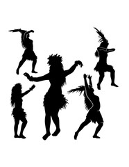 Hula girl Tahitian, Hawaiian female dancer silhouette