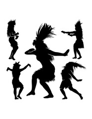 Hula girl Tahitian, Hawaiian female dancer silhouette