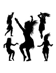 Hula girl Tahitian, Hawaiian female dancer silhouette